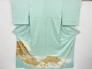 リサイクル　和田光正作　箔置き　地紙に十二単松竹梅牡丹模様一つ紋色留袖